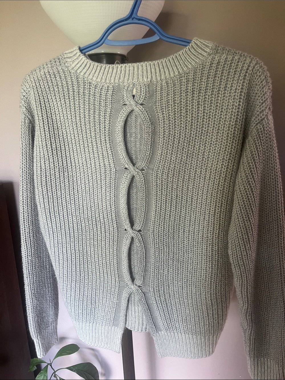 Cozy Light Gray Crewneck Knit Sweater